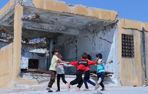 CH1362107 Children Playing Outside Their School, Idlib Syria