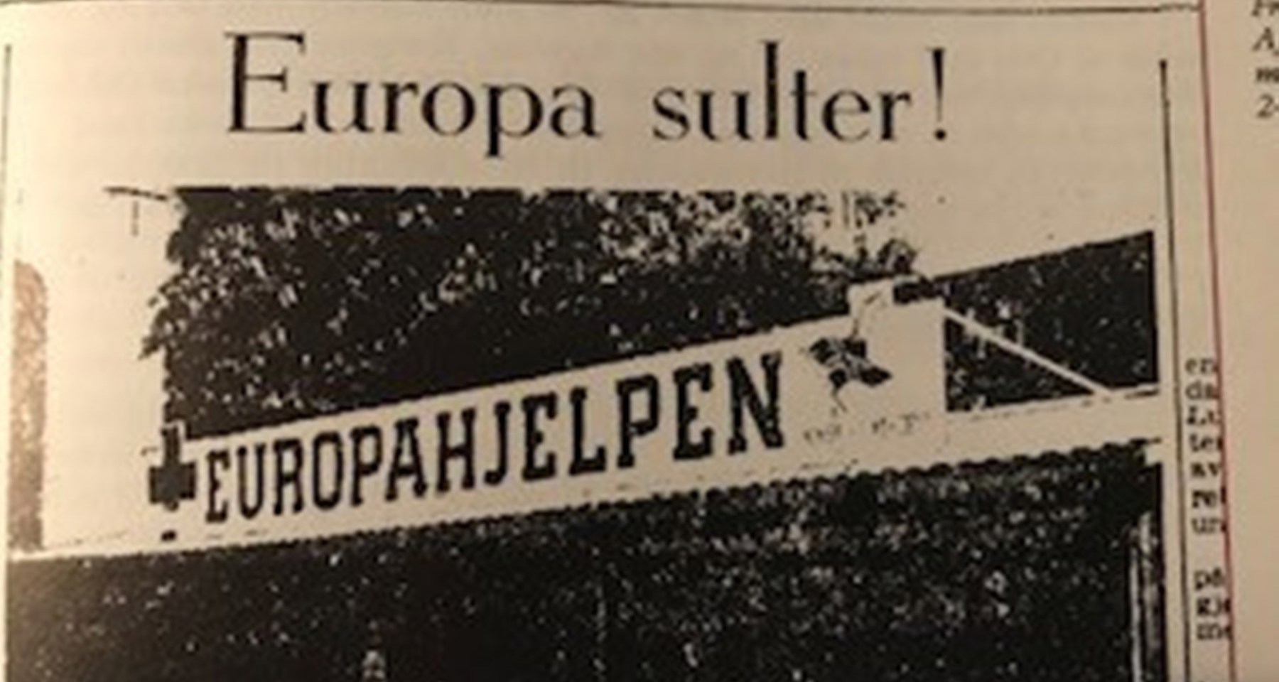 Faksimile av Aftenpostens morgenutgave 24. mai 1946. Det står Europa sulter! Europahjelpen